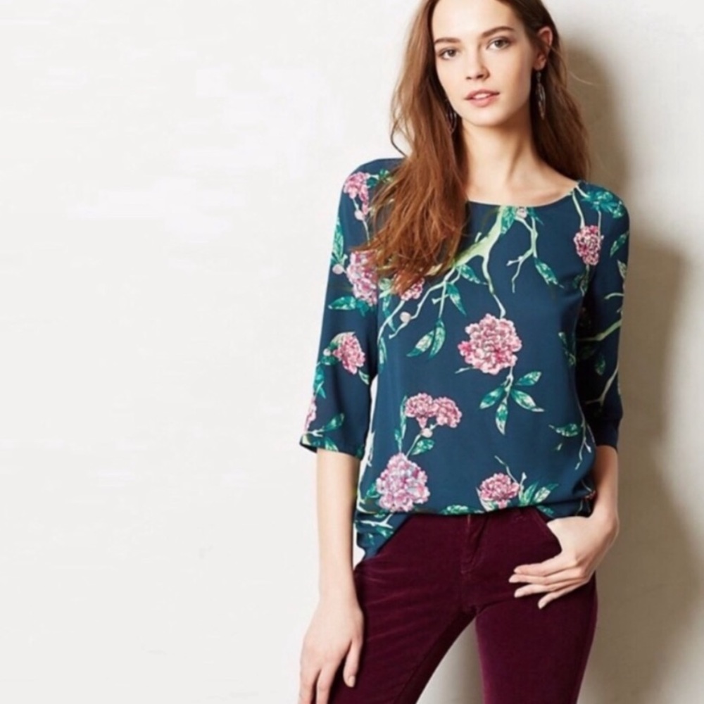 Anthropologie HD in Paris Eira Floral Blouse Top